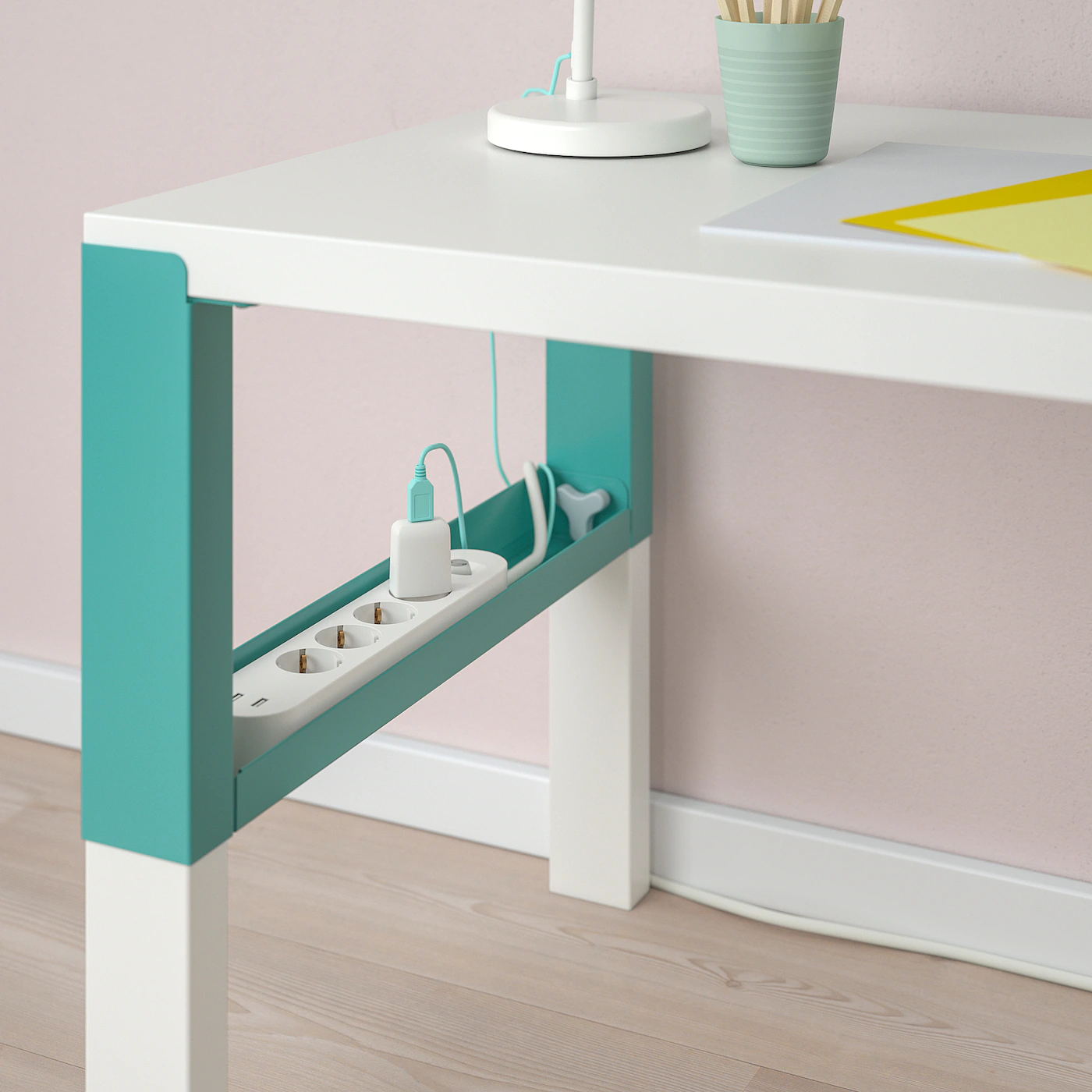 IKEA PÅHL Desk White/turquoise 37 3/4x22 7/8 " - Image 3