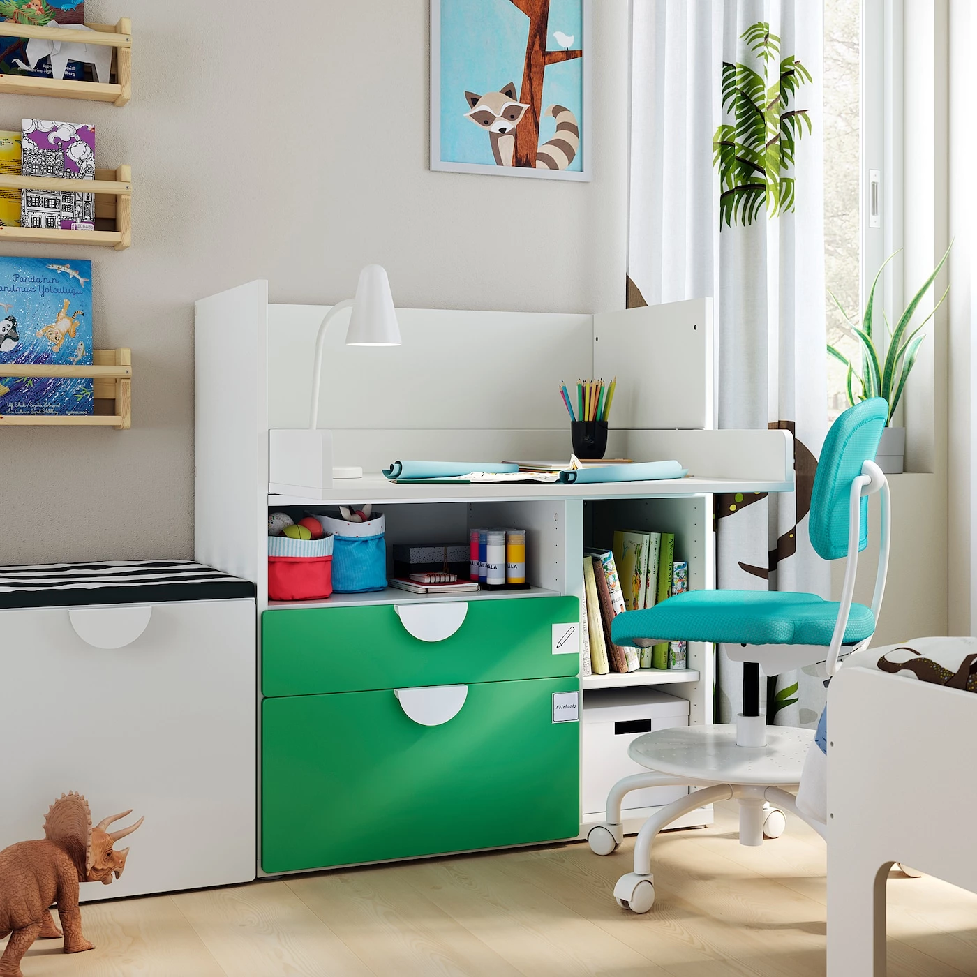 IKEA SMÅSTAD Desk White Green/with 2 Drawers 35 3/8x31 1/2x39 3/8 " - Image 2