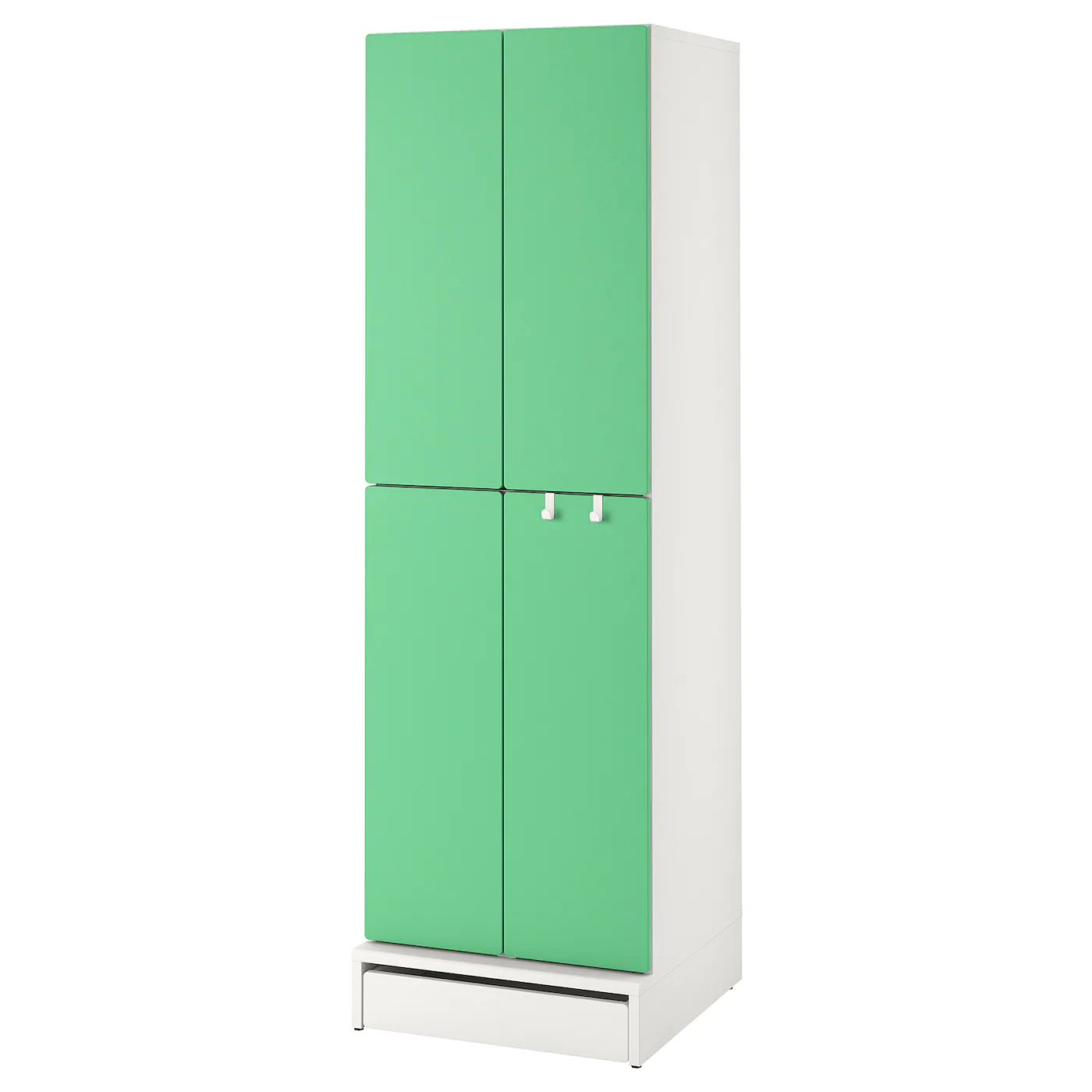 IKEA SMÅSTAD / UPPFÖRA Wardrobe White Green/with 2 Clothes Rails 23 5/8x24 3/4x77 1/8 "