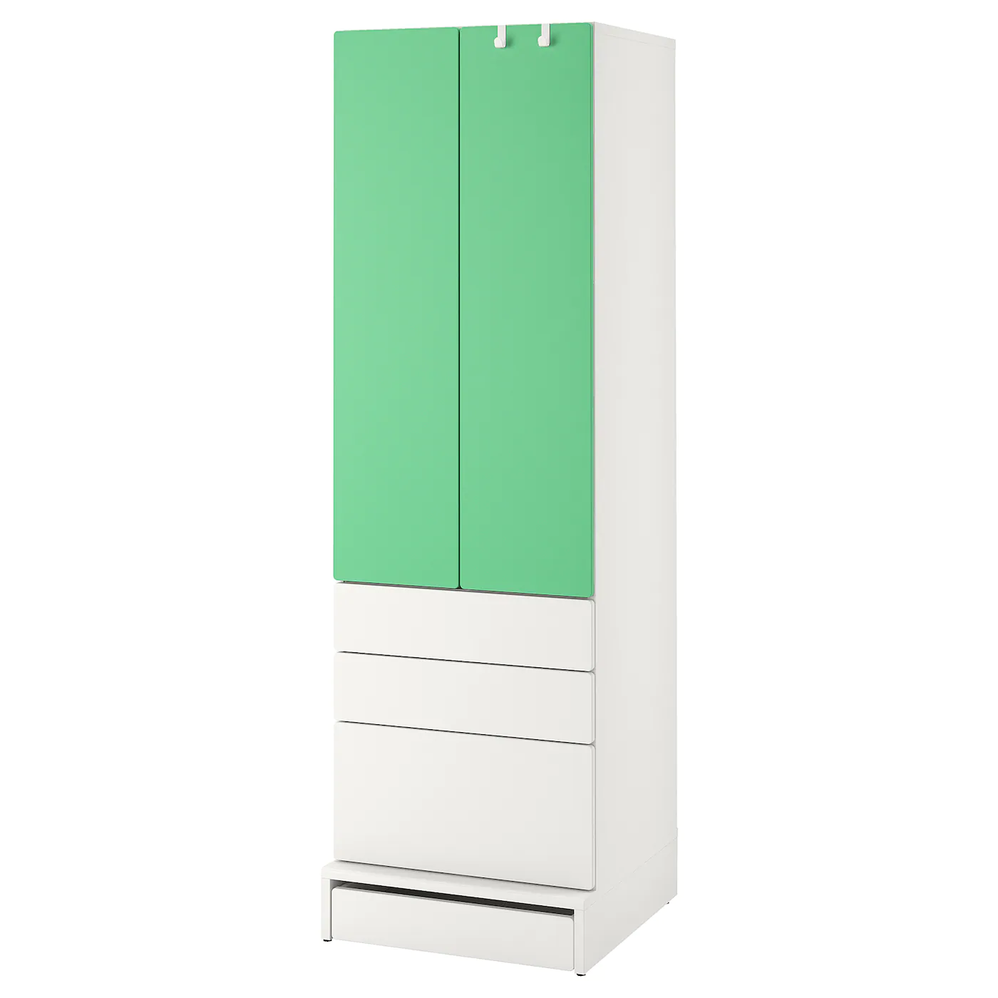 IKEA SMÅSTAD / UPPFÖRA Wardrobe White Green/with 3 Drawers 23 5/8x24 3/4x77 1/8 "
