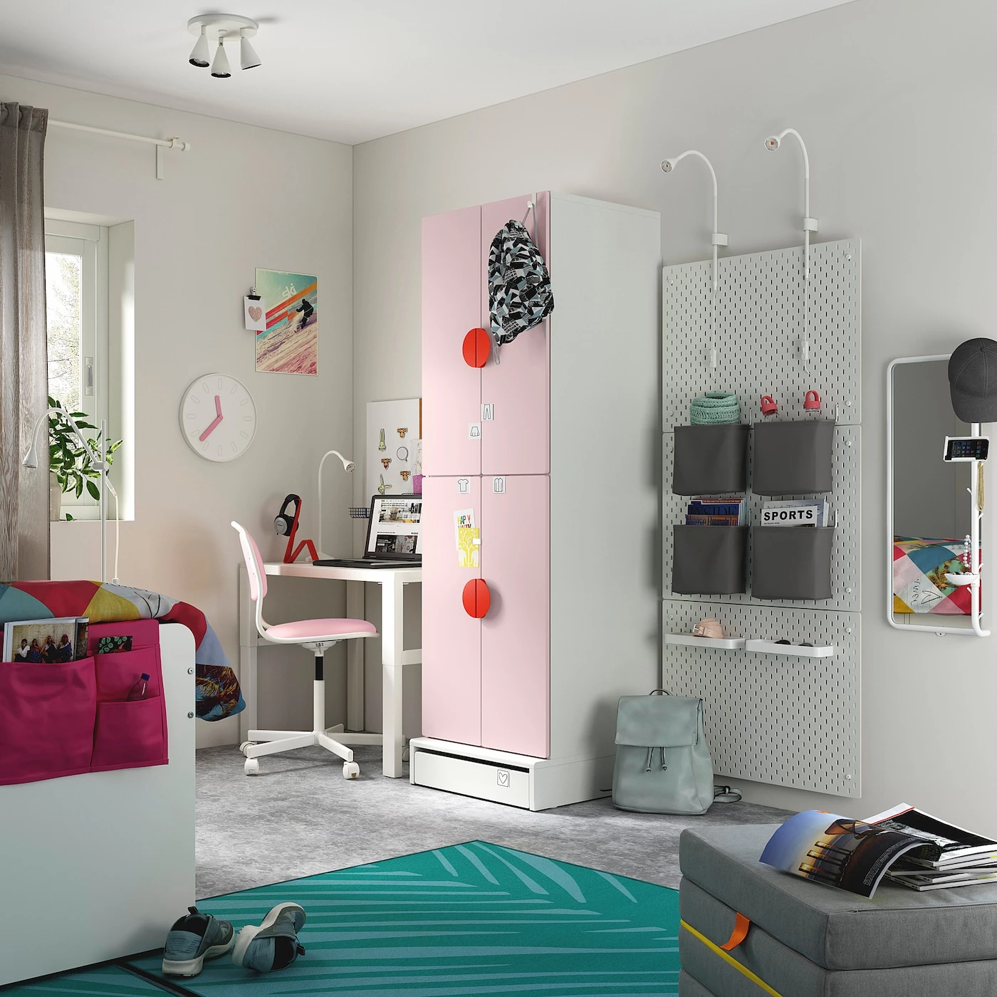 IKEA SMÅSTAD / UPPFÖRA Wardrobe White Pale Pink/with 2 Clothes Rails 23 5/8x24 3/4x77 1/8 " - Image 5