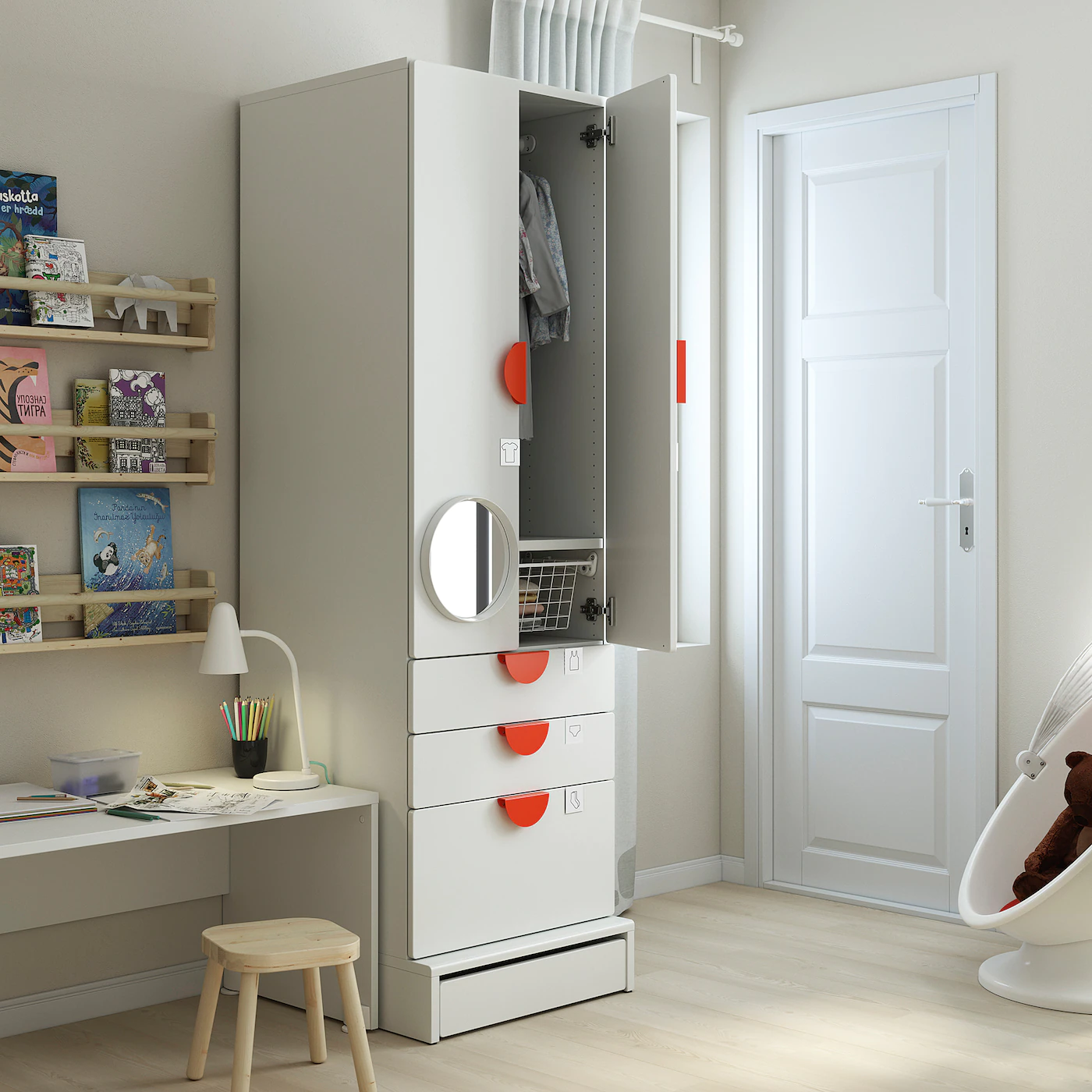 IKEA SMÅSTAD / UPPFÖRA Wardrobe White Pale Pink/with 3 Drawers 23 5/8x24 3/4x77 1/8 " - Image 3