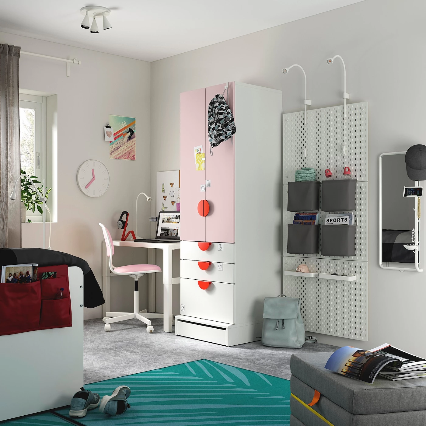 IKEA SMÅSTAD / UPPFÖRA Wardrobe White Pale Pink/with 3 Drawers 23 5/8x24 3/4x77 1/8 " - Image 4