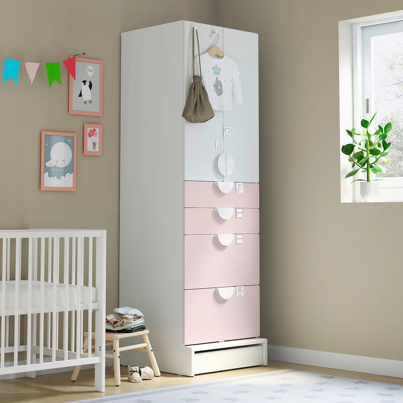 IKEA SMÅSTAD / UPPFÖRA Wardrobe White Pale Pink/with 4 Drawers 23 5/8x24 3/4x77 1/8 " - Image 2