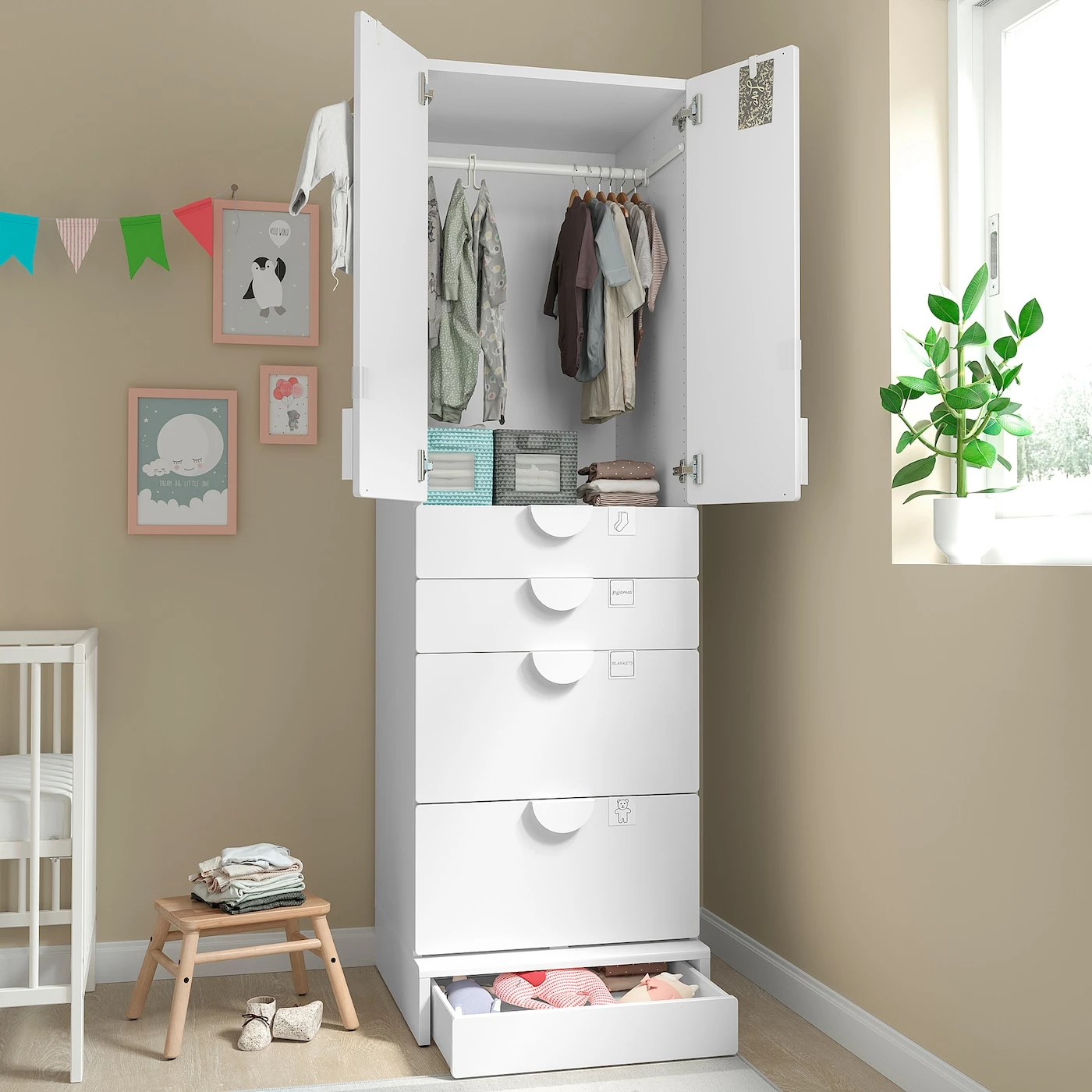 IKEA SMÅSTAD / UPPFÖRA Wardrobe White With Frame/with 3 Drawers 23 5/8x24 3/4x77 1/8 " - Image 3