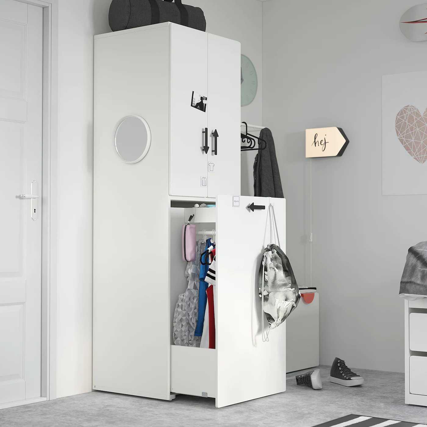 IKEA SMÅSTAD Wardrobe With Pullout Unit White/cork With Clothing Rod 23 5/8x22 1/2x77 1/8 " - Image 3