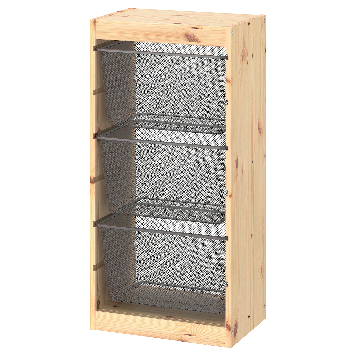 IKEA TROFAST Storage Combination With Boxes Light White Stained Pine/dark Gray 17 3/8x11 3/4x35 7/8 "