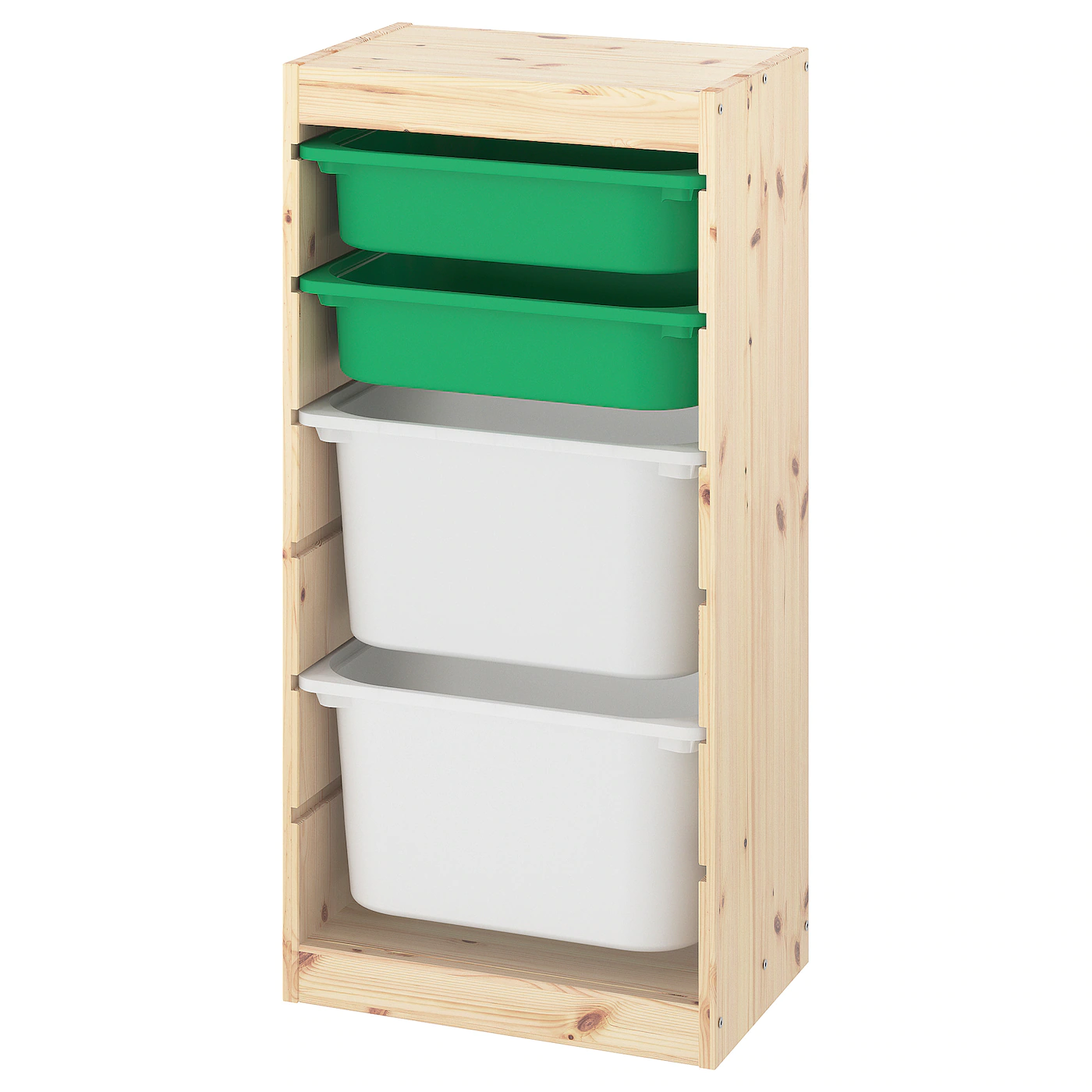 IKEA TROFAST Storage Combination With Boxes Light White Stained Pine Green/white 17 3/8x11 3/4x35 7/8 "