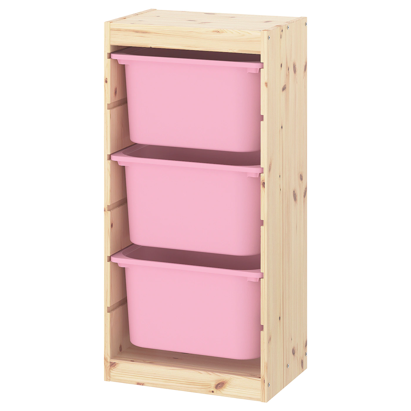 IKEA TROFAST Storage Combination With Boxes Light White Stained Pine/pink 17 3/8x11 3/4x35 7/8 "