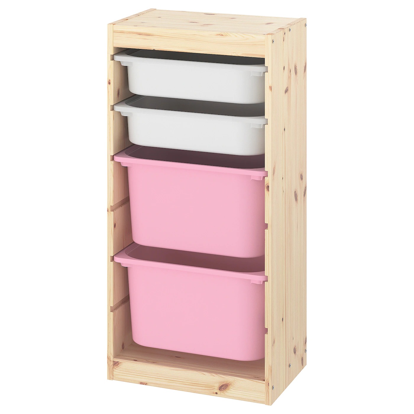 IKEA TROFAST Storage Combination With Boxes Light White Stained Pine White/pink 17 3/8x11 3/4x35 7/8 "