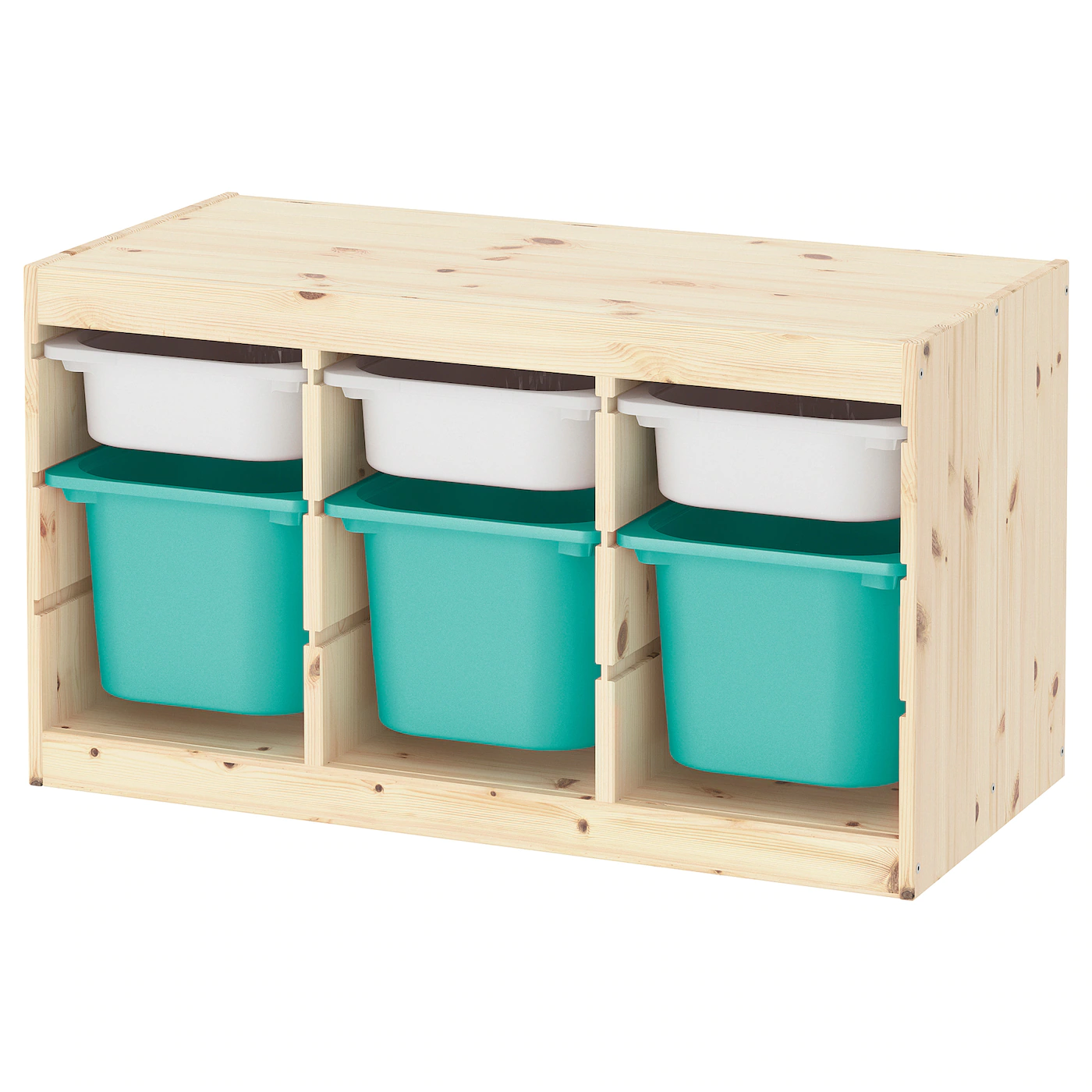 IKEA TROFAST Storage Combination With Boxes Light White Stained Pine White/turquoise 36 5/8x17 3/8x20 1/2 "