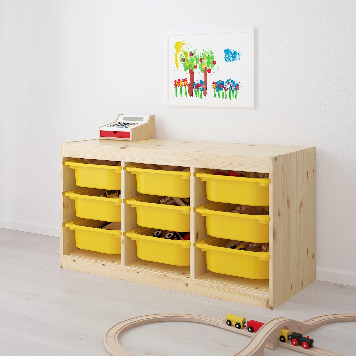 IKEA TROFAST Storage Combination With Boxes Light White Stained Pine/yellow 36 5/8x17 3/8x20 1/2 " - Image 2