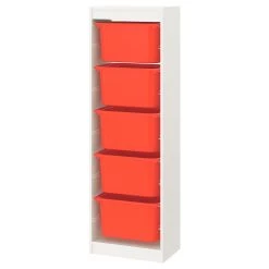 IKEA TROFAST Storage Combination With Boxes White/orange 18 1/8x11 3/4x57 1/8 "