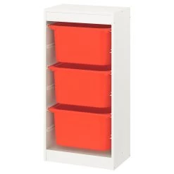 IKEA TROFAST Storage Combination With Boxes White/orange 18 1/8x11 3/4x37 "
